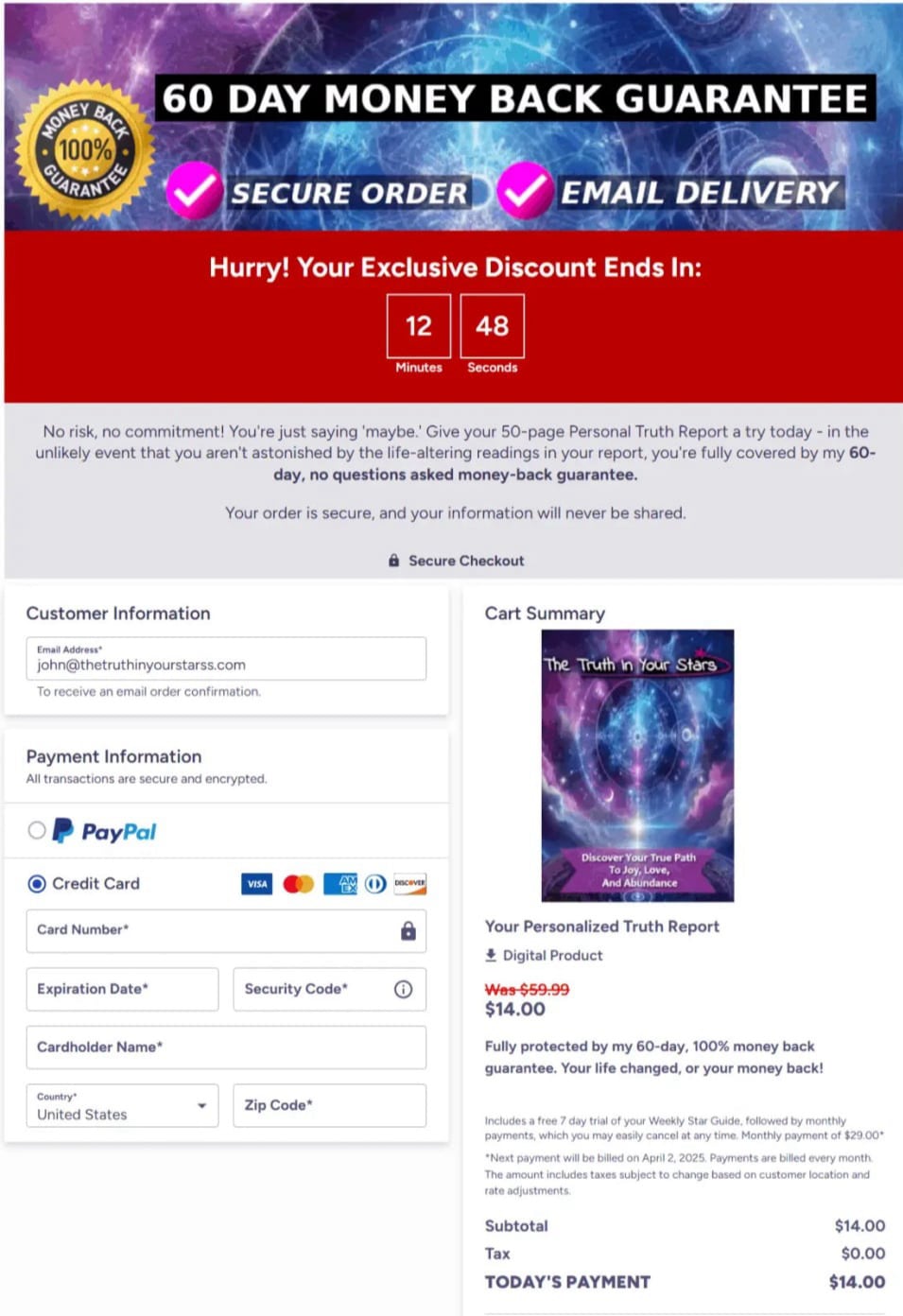 The Truth in Your Stars™-Secure-Checkout